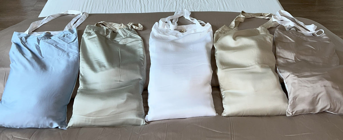 Bedding set wrapped as a housewarming gift for a new homeowner, with duvet cover and pillowcases